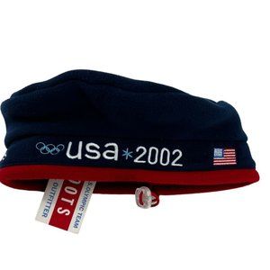 2002 ROOTS USA Olympics Vintage Fleece Beret Hat Cap One Size Blue
